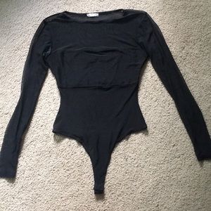 Mesh long sleeve bodysuit